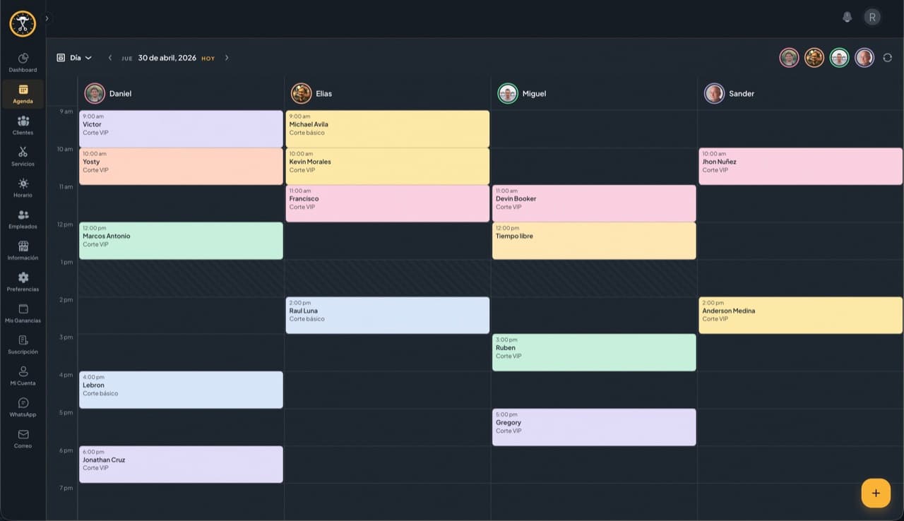 Vista de agenda en computadora